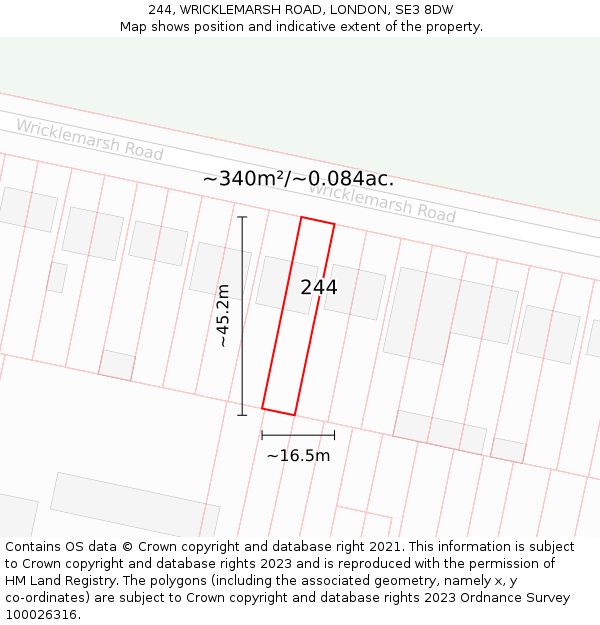 244, WRICKLEMARSH ROAD, LONDON, SE3 8DW: Plot and title map