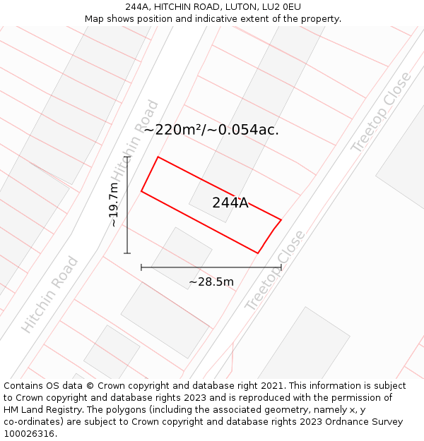 244A, HITCHIN ROAD, LUTON, LU2 0EU: Plot and title map