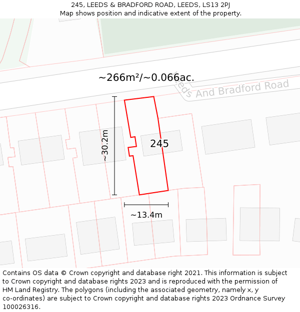 245, LEEDS & BRADFORD ROAD, LEEDS, LS13 2PJ: Plot and title map