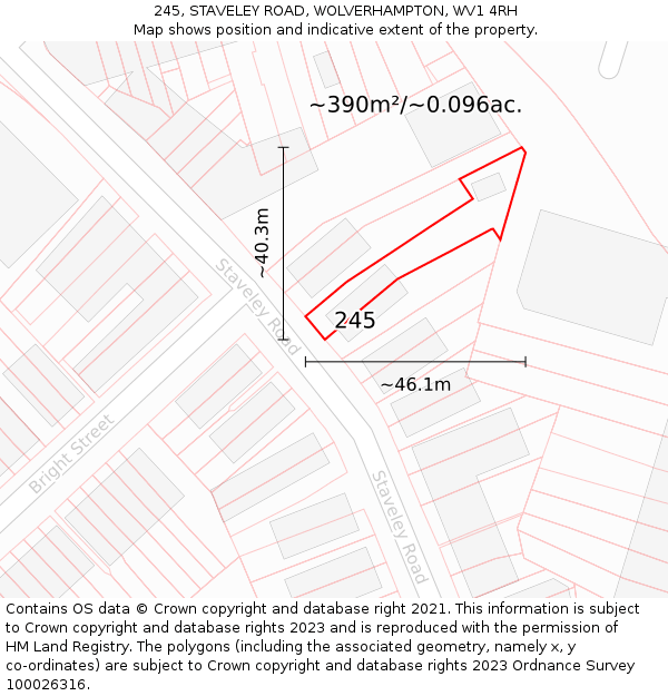 245, STAVELEY ROAD, WOLVERHAMPTON, WV1 4RH: Plot and title map