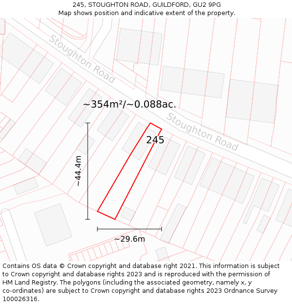 245, STOUGHTON ROAD, GUILDFORD, GU2 9PG: Plot and title map