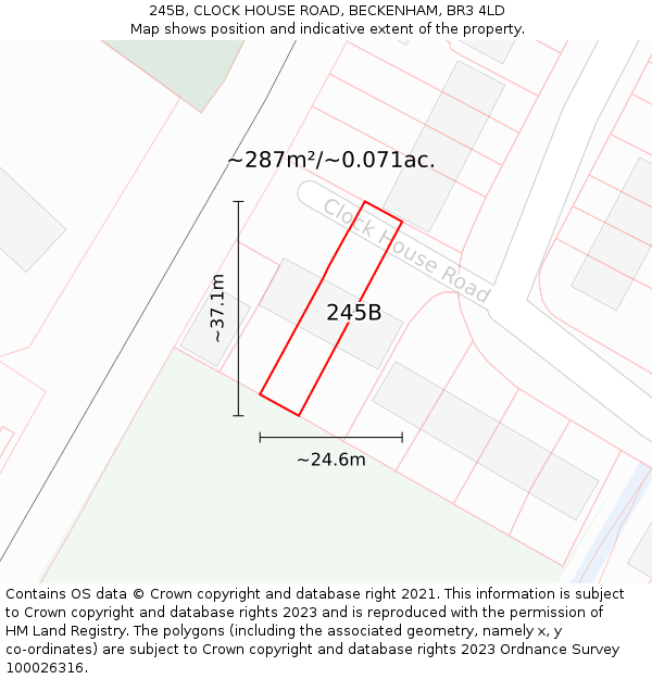 245B, CLOCK HOUSE ROAD, BECKENHAM, BR3 4LD: Plot and title map