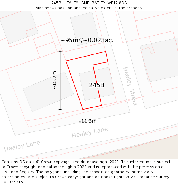 245B, HEALEY LANE, BATLEY, WF17 8DA: Plot and title map