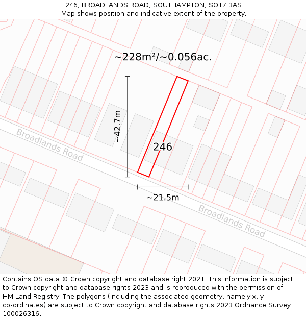 246, BROADLANDS ROAD, SOUTHAMPTON, SO17 3AS: Plot and title map