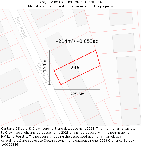 246, ELM ROAD, LEIGH-ON-SEA, SS9 1SA: Plot and title map
