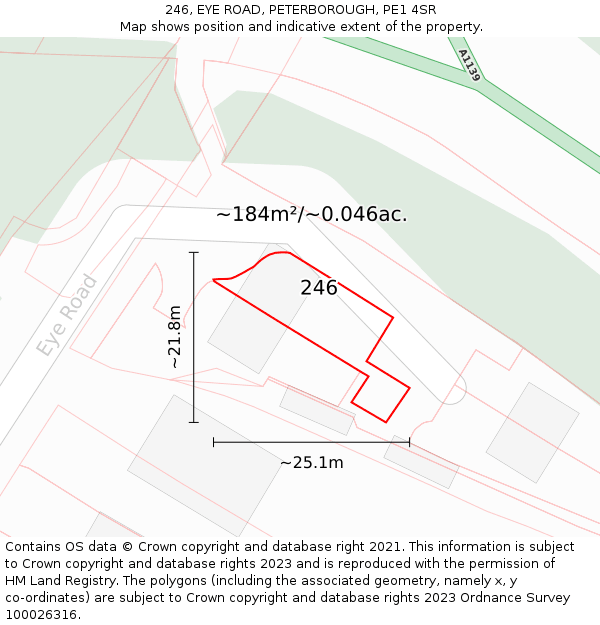 246, EYE ROAD, PETERBOROUGH, PE1 4SR: Plot and title map