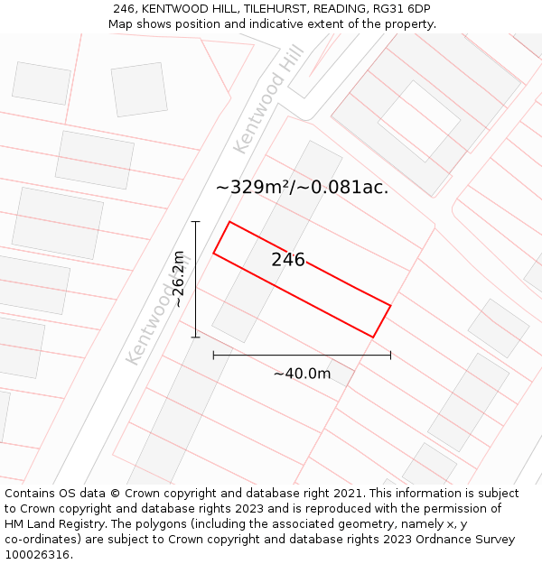 246, KENTWOOD HILL, TILEHURST, READING, RG31 6DP: Plot and title map