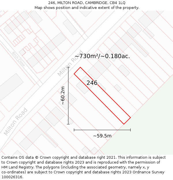 246, MILTON ROAD, CAMBRIDGE, CB4 1LQ: Plot and title map