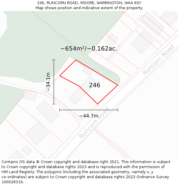 246, RUNCORN ROAD, MOORE, WARRINGTON, WA4 6SY: Plot and title map