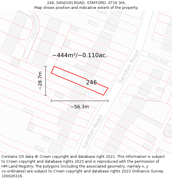 246, SANDON ROAD, STAFFORD, ST16 3HL: Plot and title map