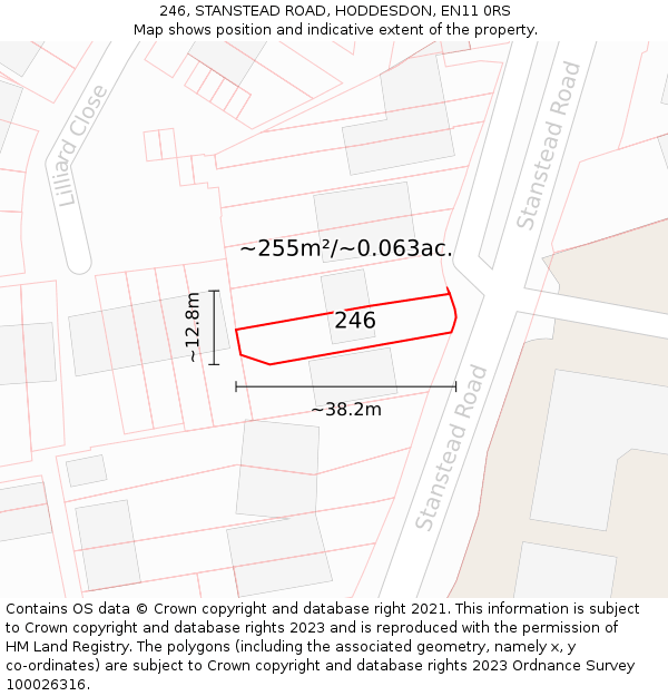 246, STANSTEAD ROAD, HODDESDON, EN11 0RS: Plot and title map