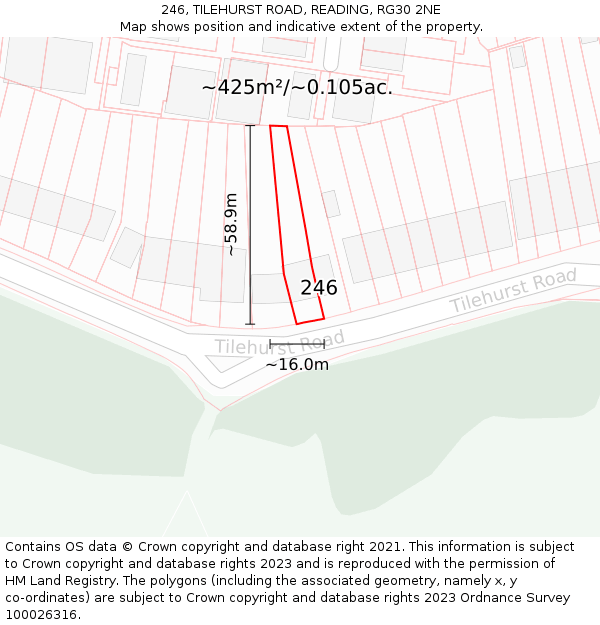 246, TILEHURST ROAD, READING, RG30 2NE: Plot and title map