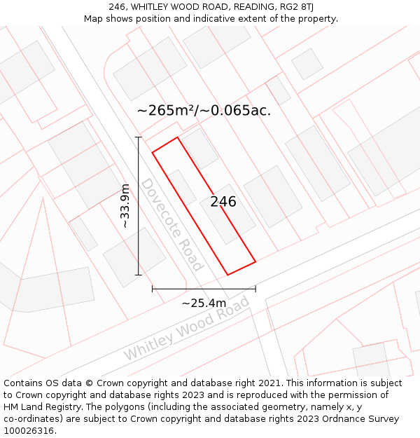 246, WHITLEY WOOD ROAD, READING, RG2 8TJ: Plot and title map