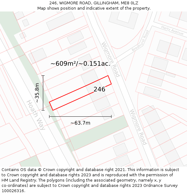 246, WIGMORE ROAD, GILLINGHAM, ME8 0LZ: Plot and title map