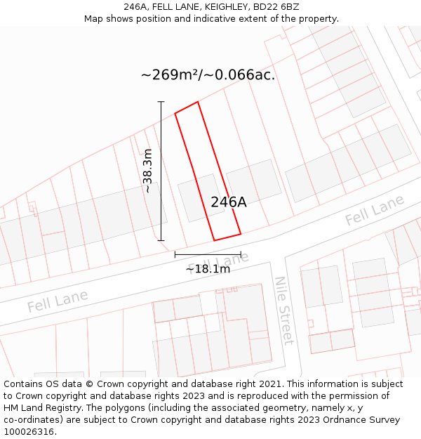 246A, FELL LANE, KEIGHLEY, BD22 6BZ: Plot and title map