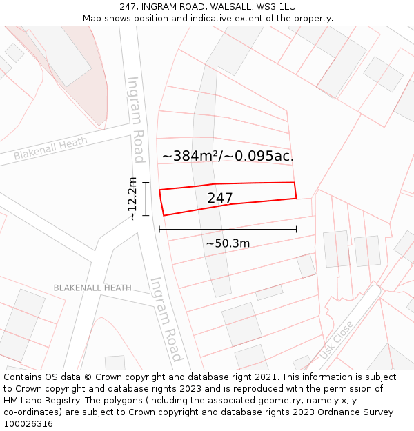 247, INGRAM ROAD, WALSALL, WS3 1LU: Plot and title map