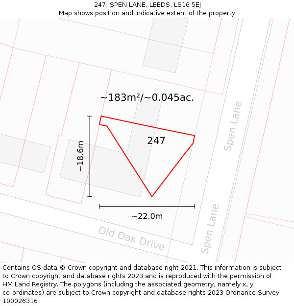 247, SPEN LANE, LEEDS, LS16 5EJ: Plot and title map