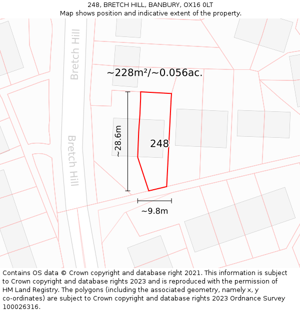 248, BRETCH HILL, BANBURY, OX16 0LT: Plot and title map