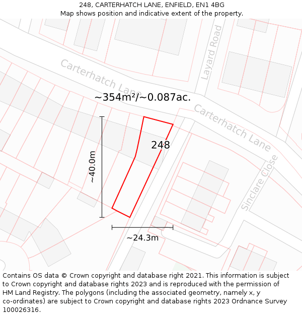248, CARTERHATCH LANE, ENFIELD, EN1 4BG: Plot and title map