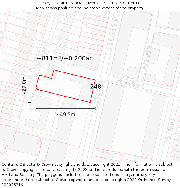 248, CROMPTON ROAD, MACCLESFIELD, SK11 8HB: Plot and title map