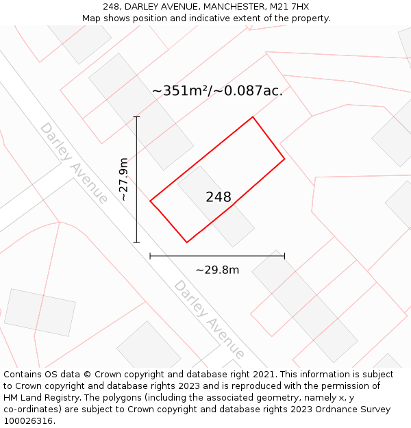 248, DARLEY AVENUE, MANCHESTER, M21 7HX: Plot and title map