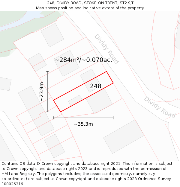 248, DIVIDY ROAD, STOKE-ON-TRENT, ST2 9JT: Plot and title map