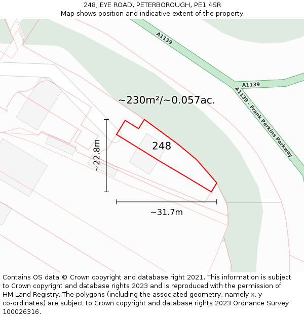 248, EYE ROAD, PETERBOROUGH, PE1 4SR: Plot and title map