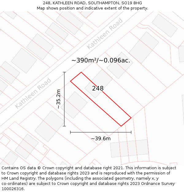 248, KATHLEEN ROAD, SOUTHAMPTON, SO19 8HG: Plot and title map