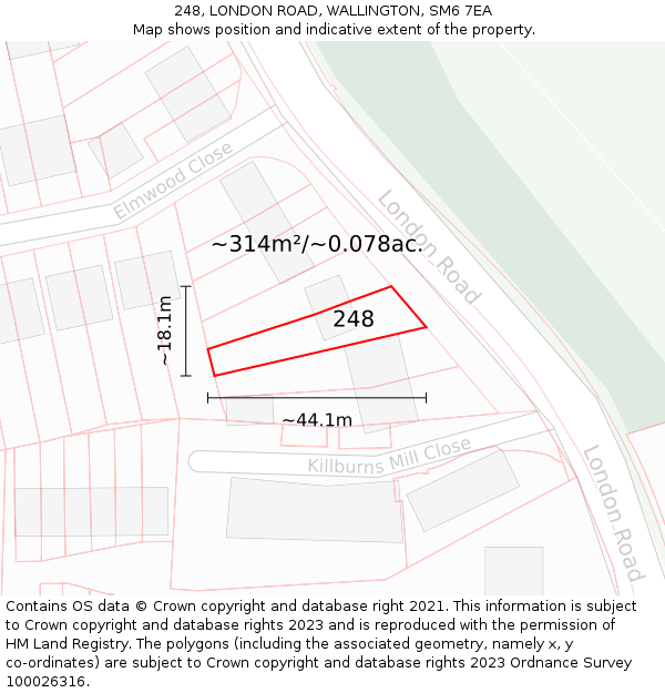 248, LONDON ROAD, WALLINGTON, SM6 7EA: Plot and title map