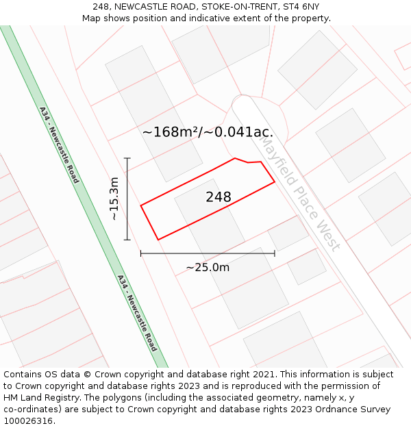 248, NEWCASTLE ROAD, STOKE-ON-TRENT, ST4 6NY: Plot and title map