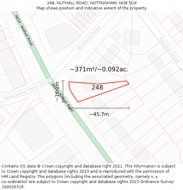 248, NUTHALL ROAD, NOTTINGHAM, NG8 5DX: Plot and title map