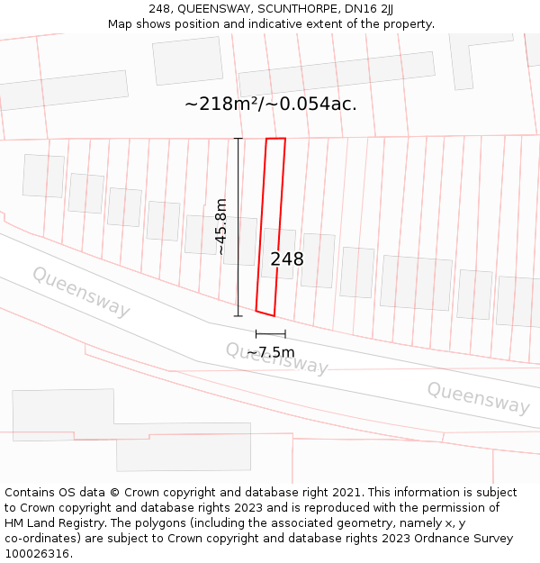 248, QUEENSWAY, SCUNTHORPE, DN16 2JJ: Plot and title map