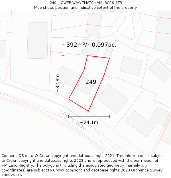 249, LOWER WAY, THATCHAM, RG19 3TR: Plot and title map