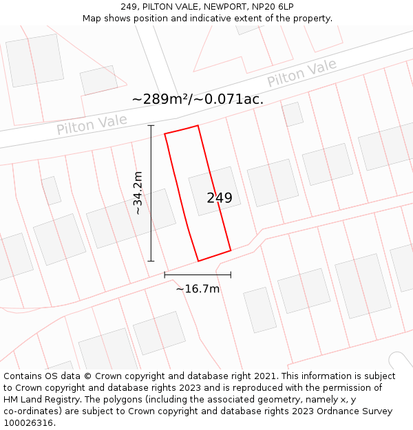 249, PILTON VALE, NEWPORT, NP20 6LP: Plot and title map