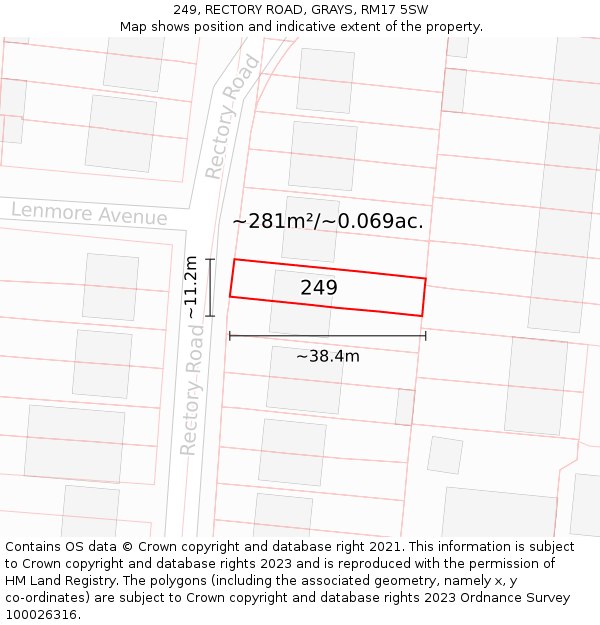 249, RECTORY ROAD, GRAYS, RM17 5SW: Plot and title map