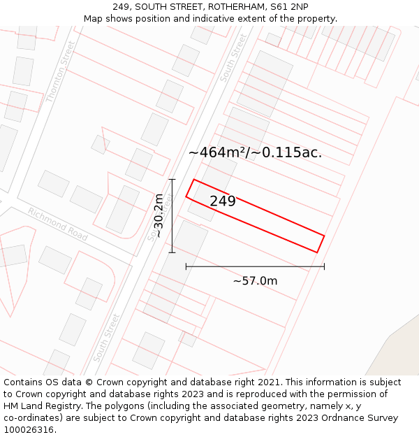 249, SOUTH STREET, ROTHERHAM, S61 2NP: Plot and title map