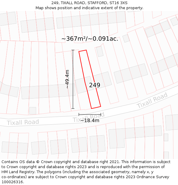 249, TIXALL ROAD, STAFFORD, ST16 3XS: Plot and title map