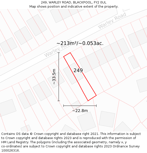 249, WARLEY ROAD, BLACKPOOL, FY2 0UL: Plot and title map