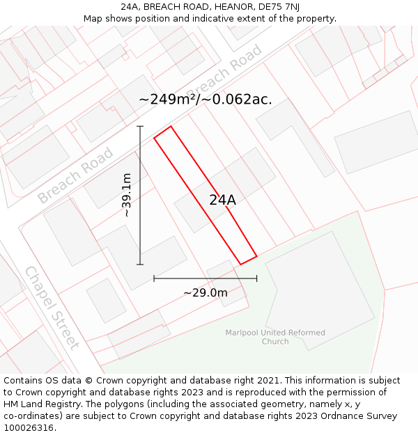 24A, BREACH ROAD, HEANOR, DE75 7NJ: Plot and title map
