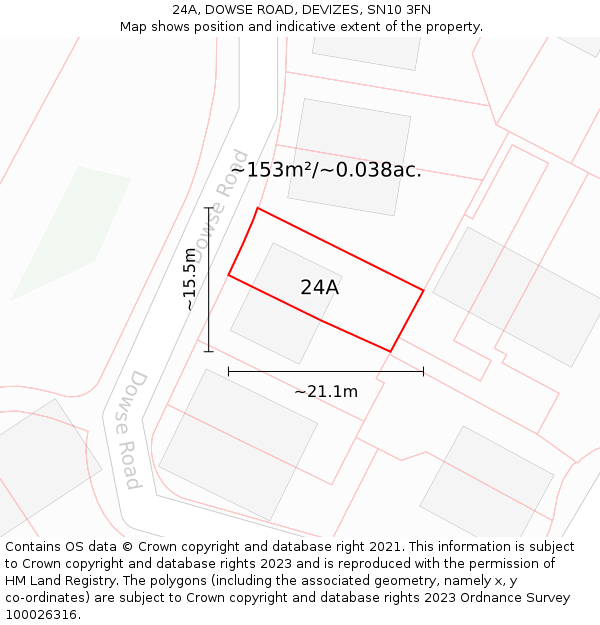 24A, DOWSE ROAD, DEVIZES, SN10 3FN: Plot and title map