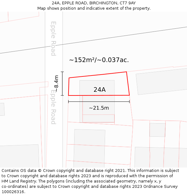 24A, EPPLE ROAD, BIRCHINGTON, CT7 9AY: Plot and title map