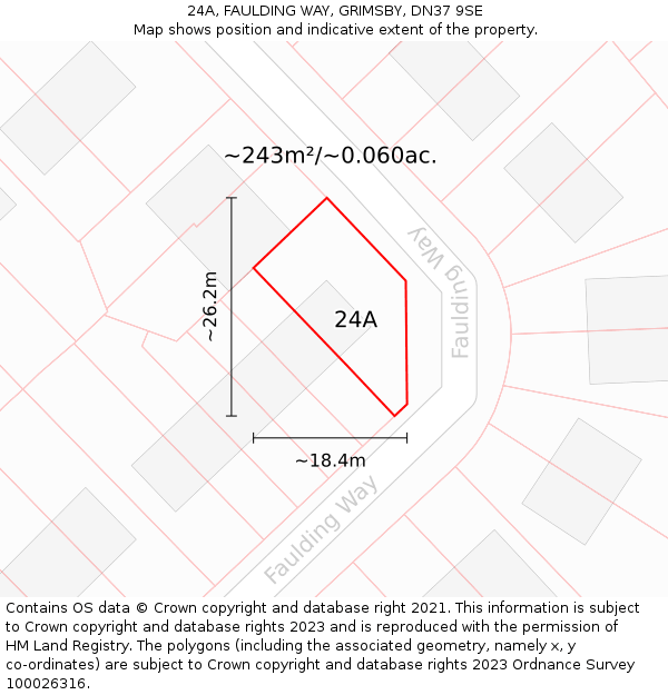 24A, FAULDING WAY, GRIMSBY, DN37 9SE: Plot and title map