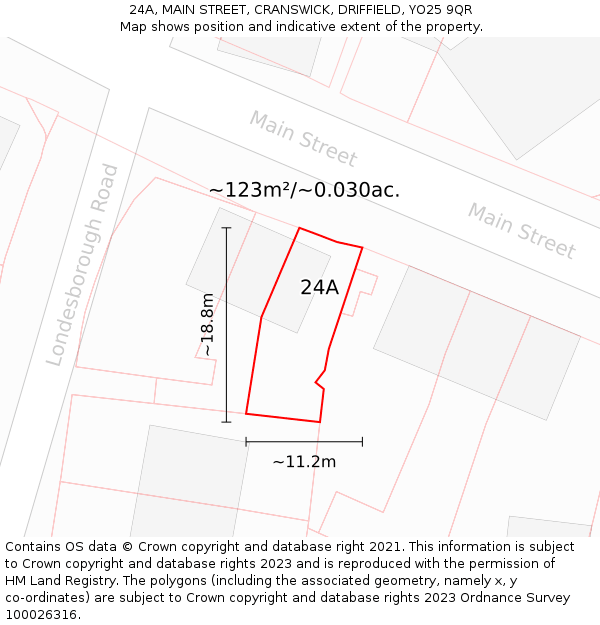 24A, MAIN STREET, CRANSWICK, DRIFFIELD, YO25 9QR: Plot and title map
