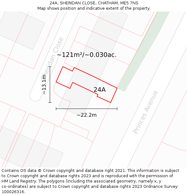 24A, SHERIDAN CLOSE, CHATHAM, ME5 7NS: Plot and title map