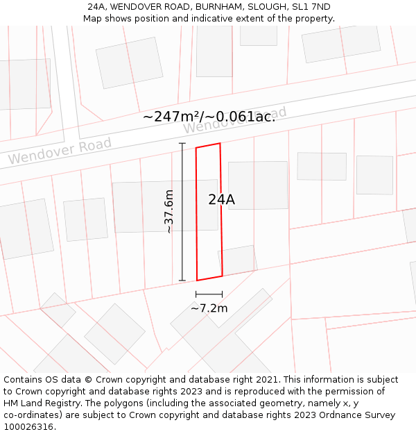 24A, WENDOVER ROAD, BURNHAM, SLOUGH, SL1 7ND: Plot and title map
