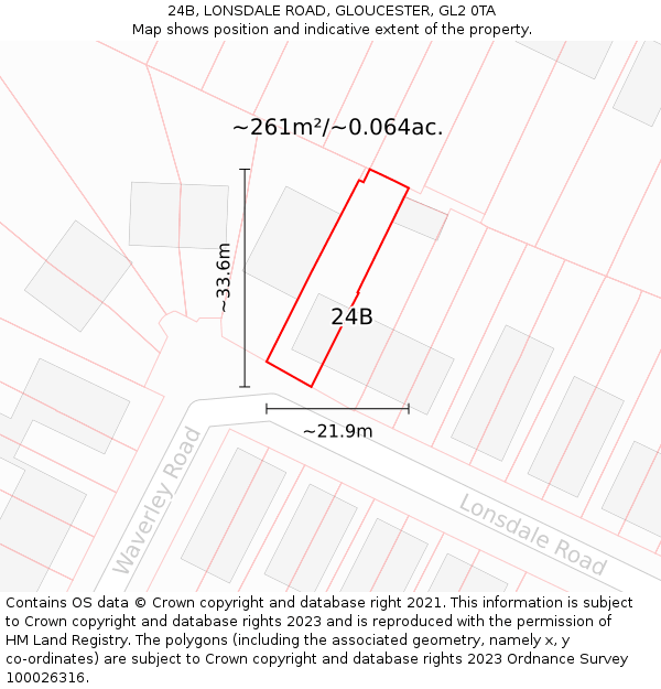 24B, LONSDALE ROAD, GLOUCESTER, GL2 0TA: Plot and title map