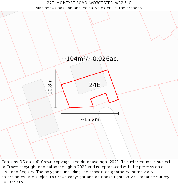 24E, MCINTYRE ROAD, WORCESTER, WR2 5LG: Plot and title map