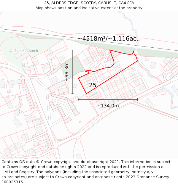 25, ALDERS EDGE, SCOTBY, CARLISLE, CA4 8FA: Plot and title map