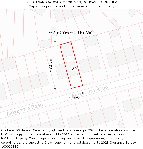 25, ALEXANDRA ROAD, MOORENDS, DONCASTER, DN8 4LP: Plot and title map
