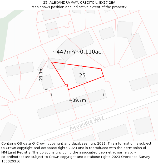 25, ALEXANDRA WAY, CREDITON, EX17 2EA: Plot and title map